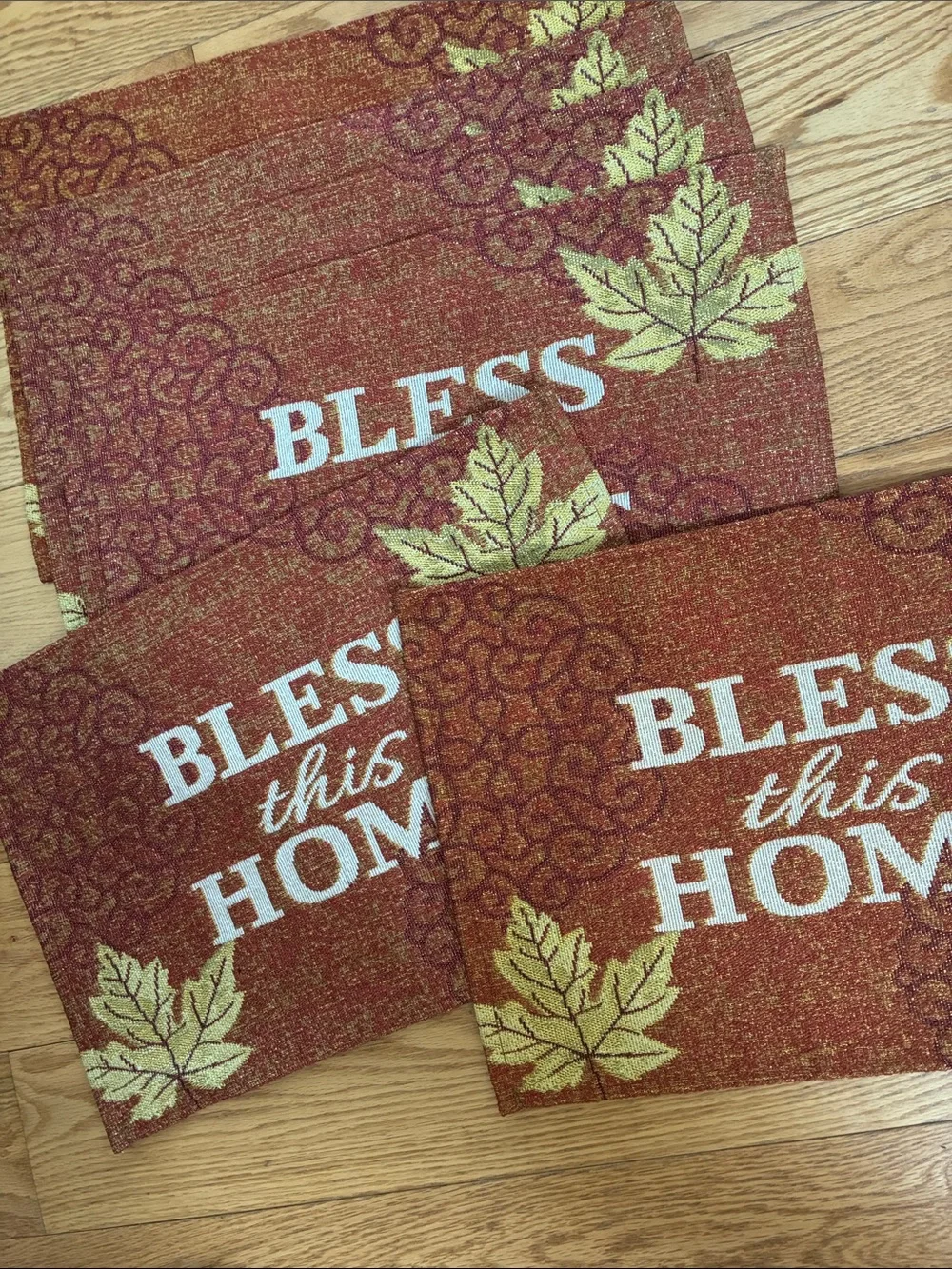 Bless This Home Fall Placemat Set - Rust & Green